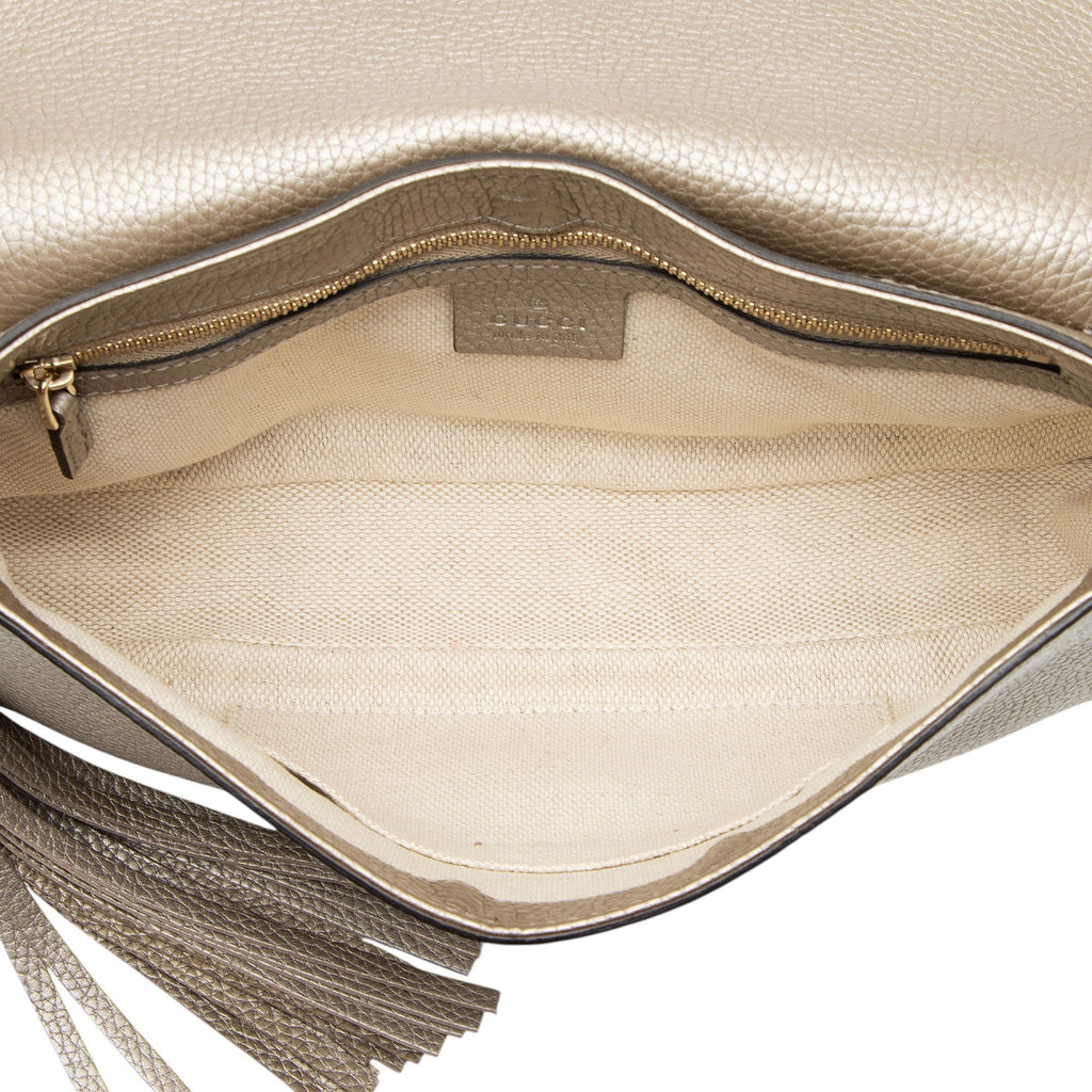 Gucci Metallic Leather Soho Medium Flap Bag