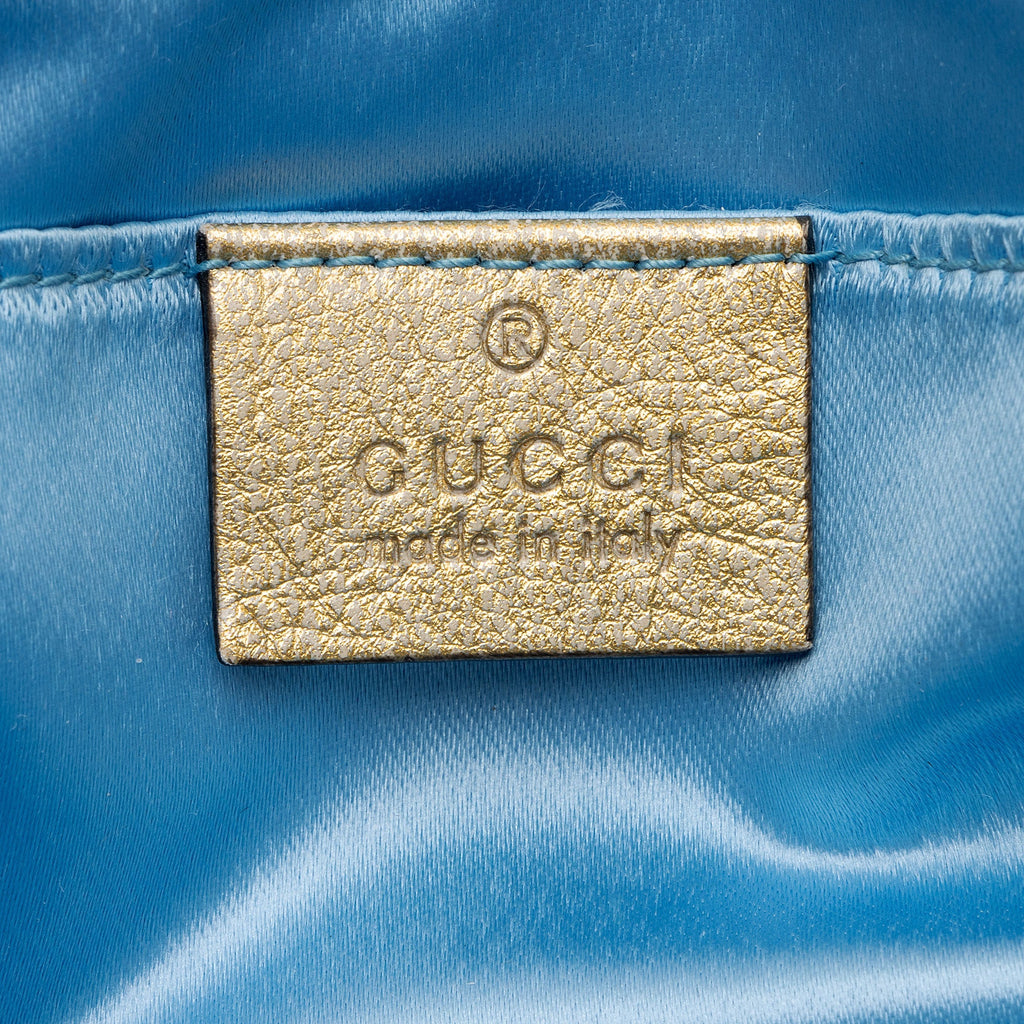 Gucci Metallic Matelasse Leather GG Marmont Mini Flap Shoulder Bag (SHF-6l0XWs)