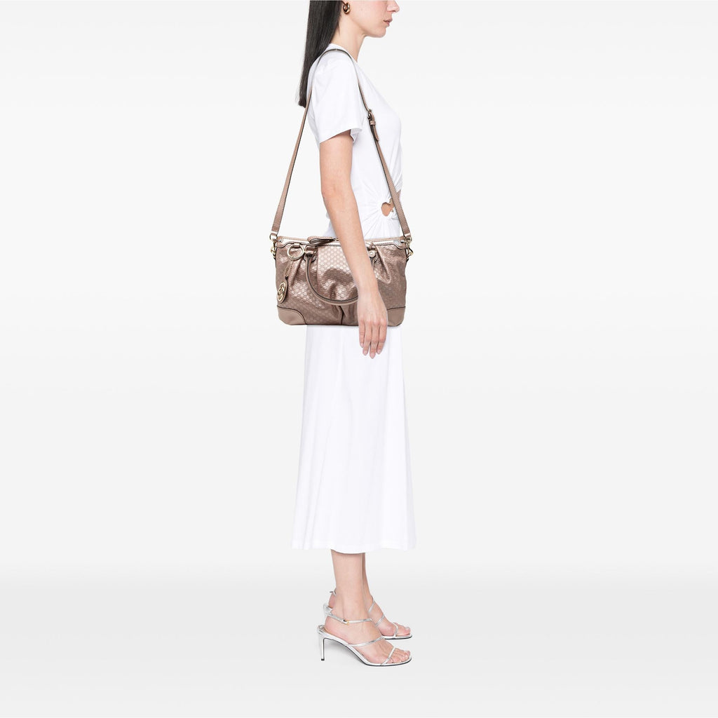 Gucci Metallic Microguccissima Sukey Satchel