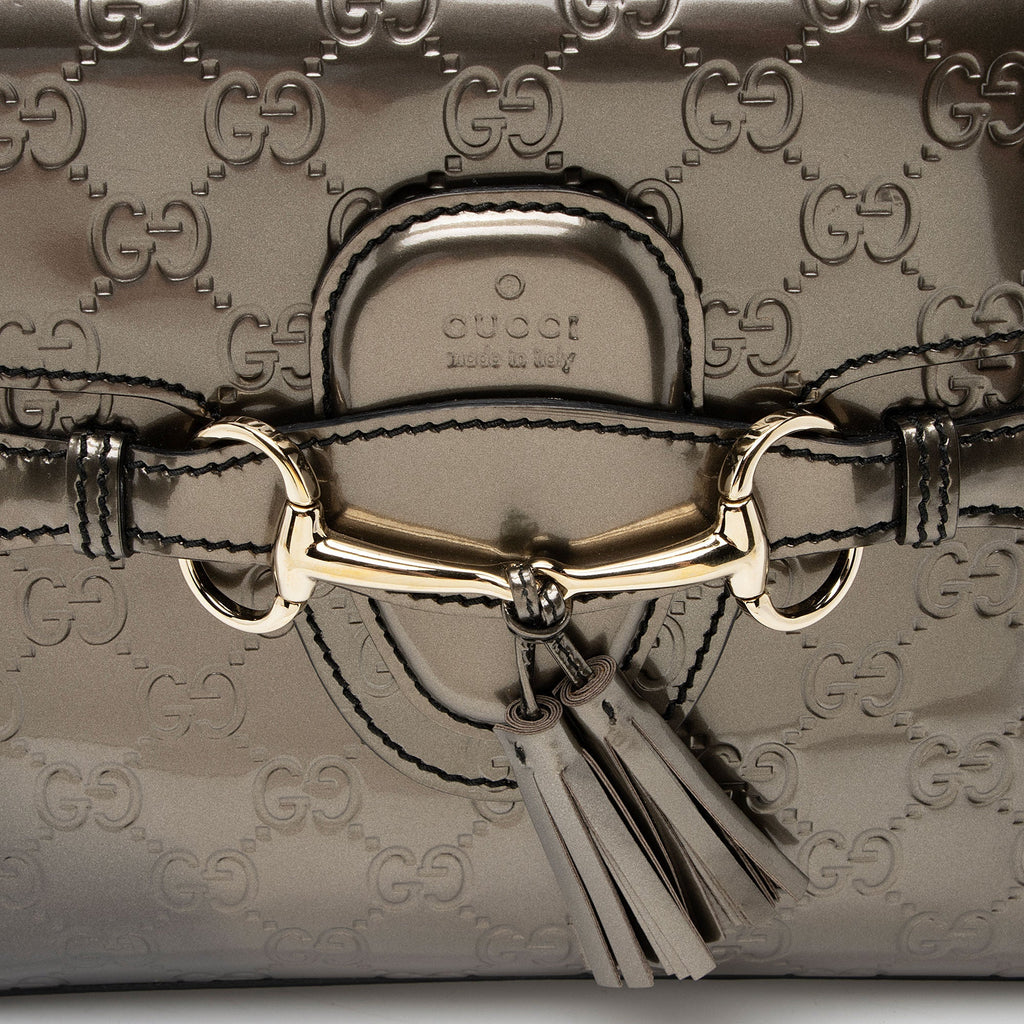 Gucci Metallic Patent Guccissima Leather Emily Medium Shoulder Bag