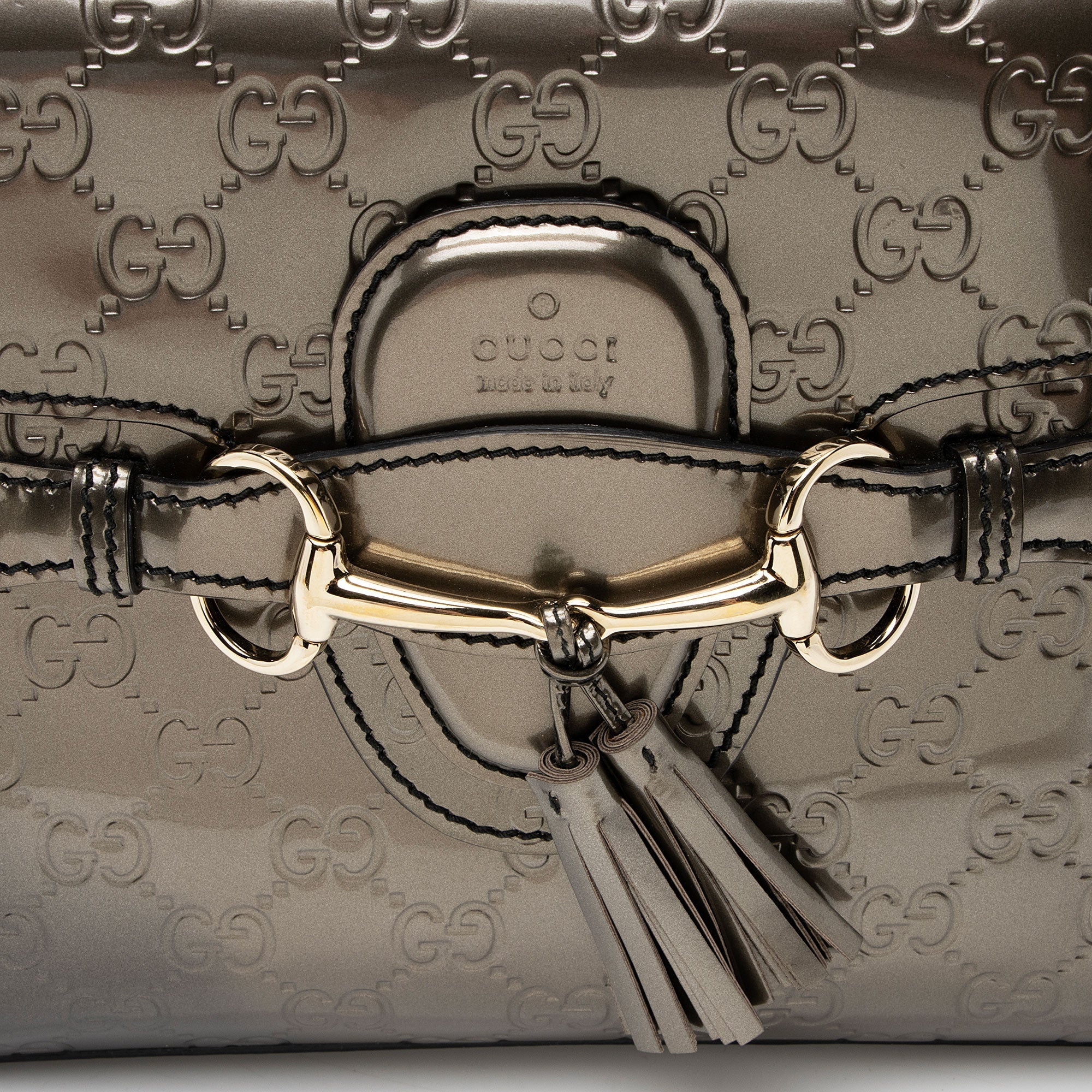 Gucci Metallic Patent Guccissima Leather Emily Medium Shoulder Bag