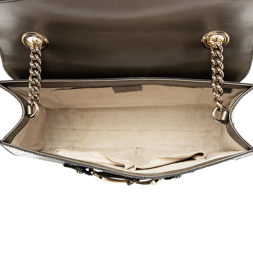 Gucci Metallic Patent Guccissima Leather Emily Medium Shoulder Bag