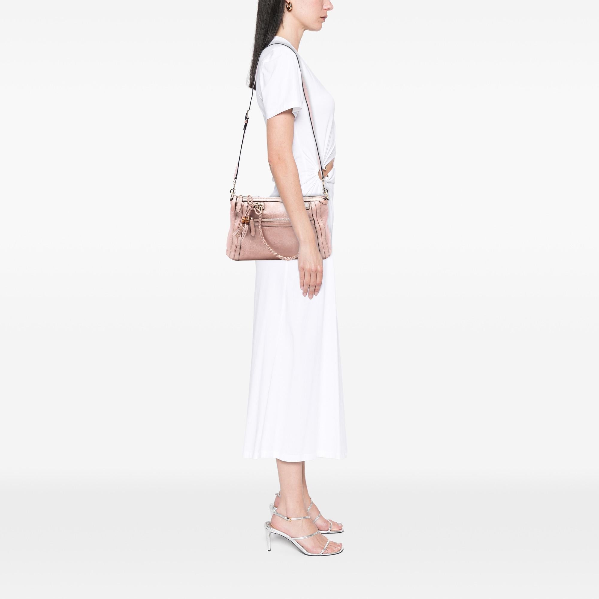 Gucci Metallic Pebbled Calfskin Bella Satchel