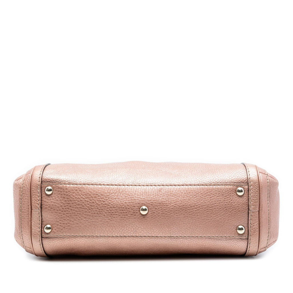 Gucci Metallic Pebbled Calfskin Bella Satchel