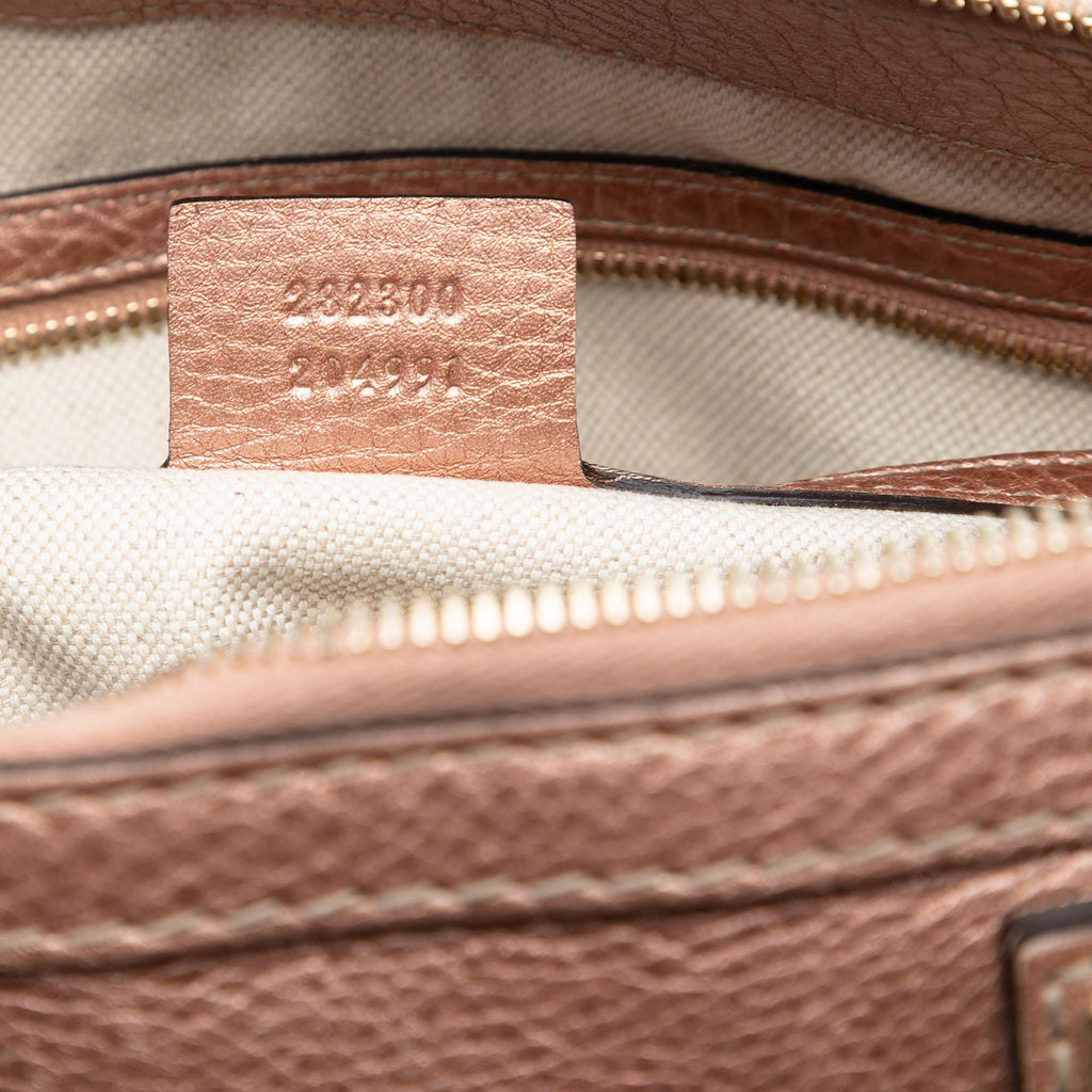 Gucci Metallic Pebbled Calfskin Bella Satchel