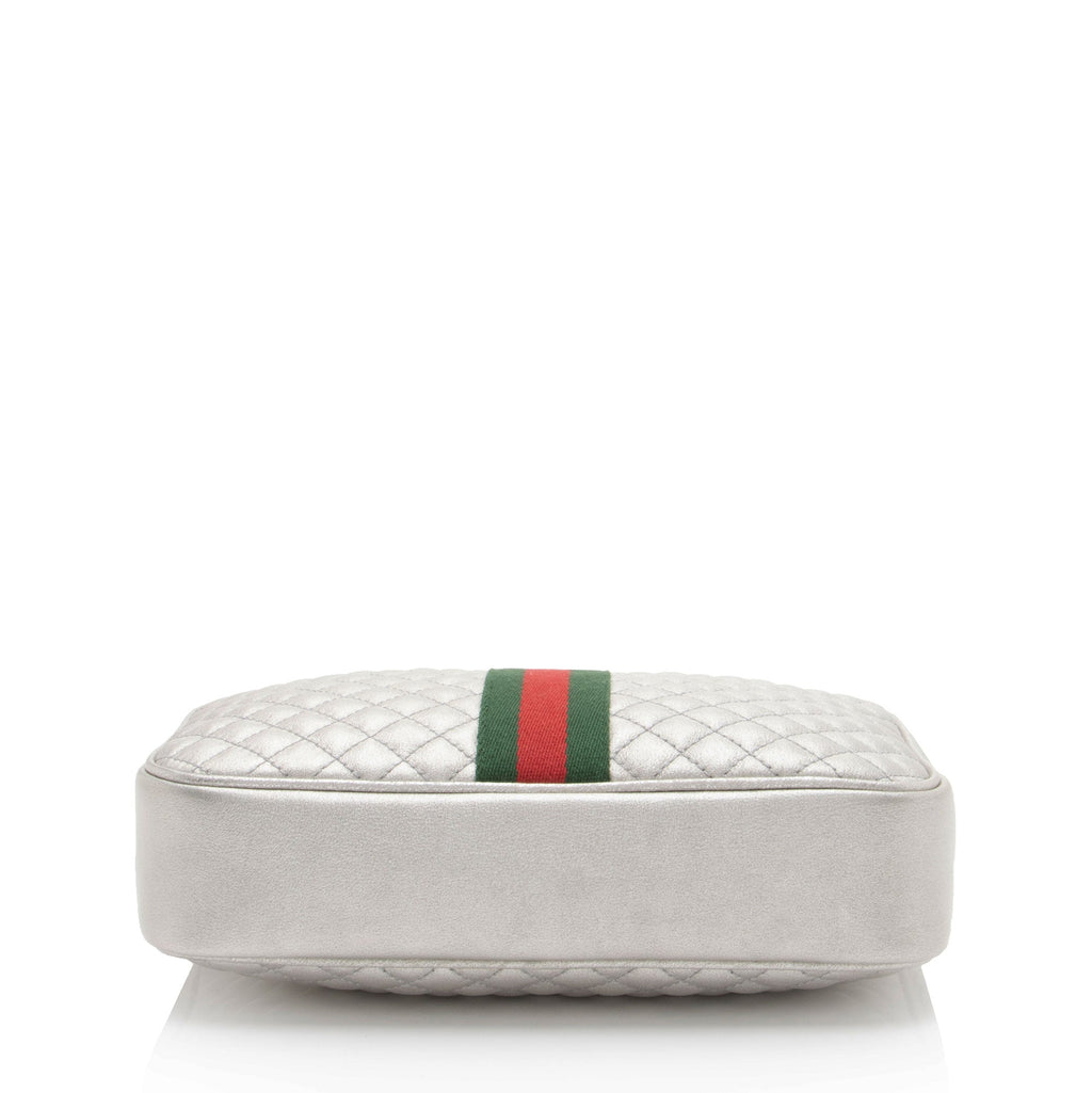 Gucci Metallic Quilted Leather Web Trapuntata Small Shoulder Bag