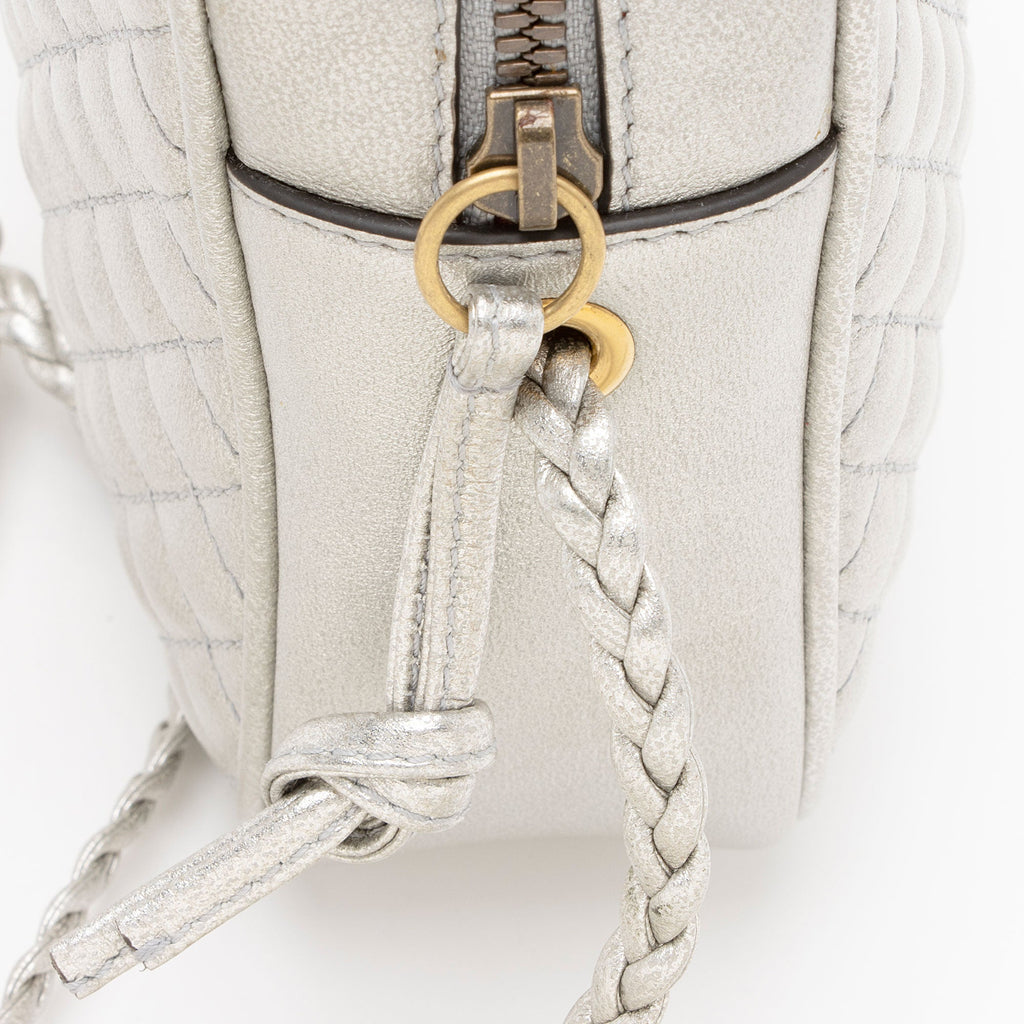 Gucci Metallic Quilted Leather Web Trapuntata Small Shoulder Bag