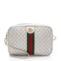 Gucci Metallic Quilted Leather Web Trapuntata Small Shoulder Bag