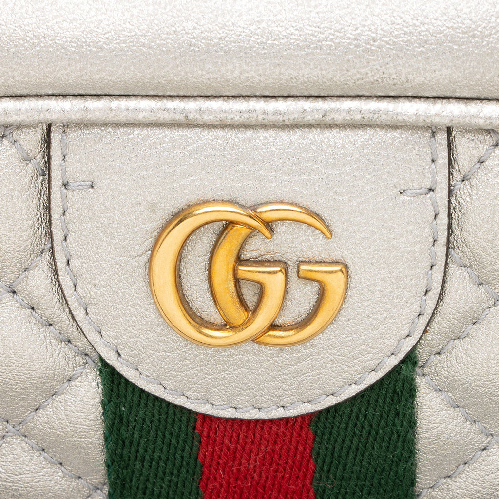 Gucci Metallic Quilted Leather Web Trapuntata Small Shoulder Bag
