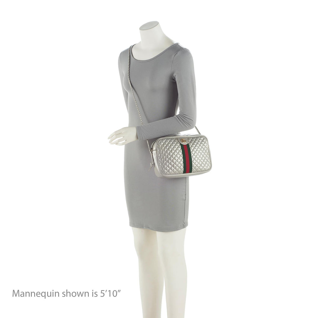 Gucci Metallic Quilted Leather Web Trapuntata Small Shoulder Bag
