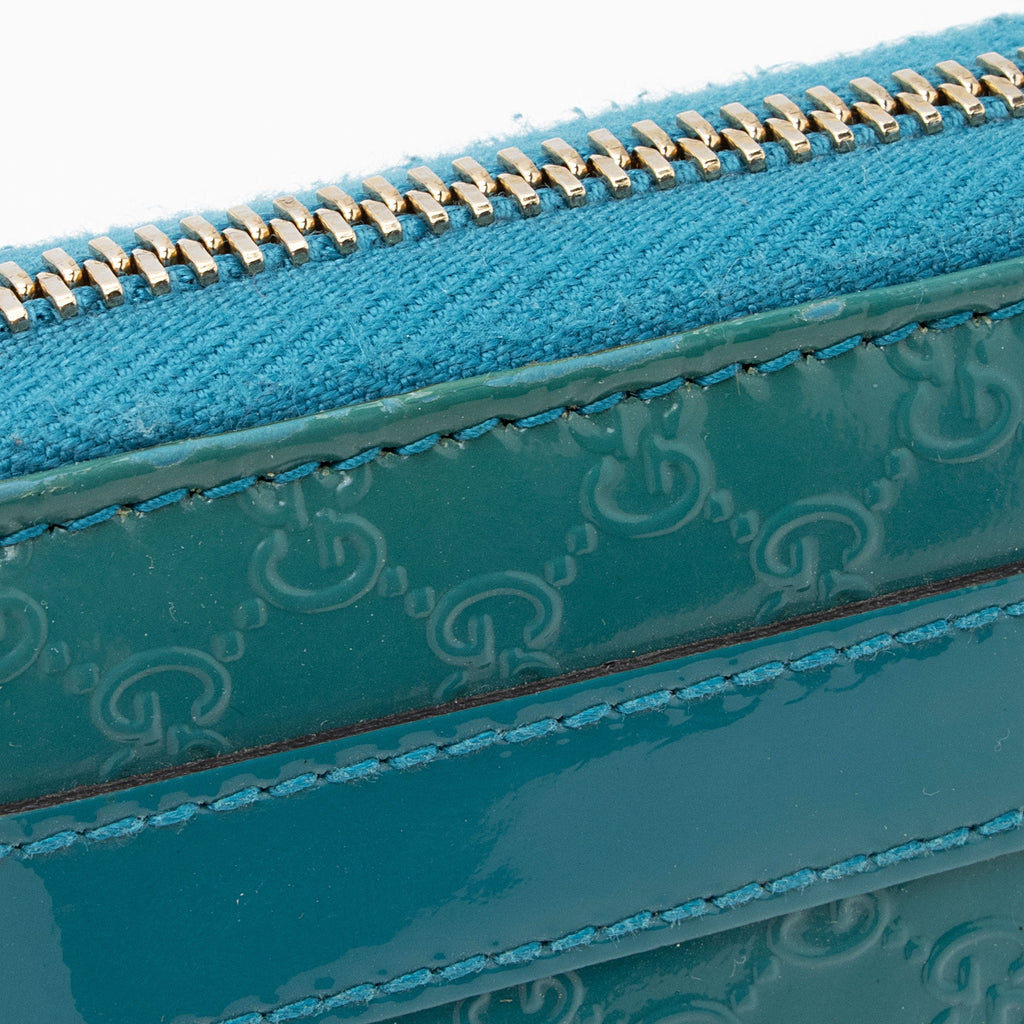 Gucci Patent Microguccissima Leather Nice Zip Around Wallet (SHF-as5XBr)