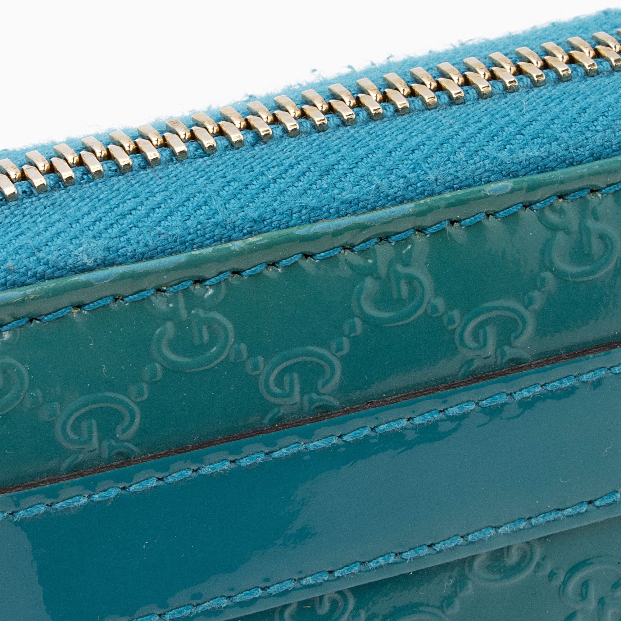 Gucci Patent Microguccissima Leather Nice Zip Around Wallet (SHF-as5XBr)