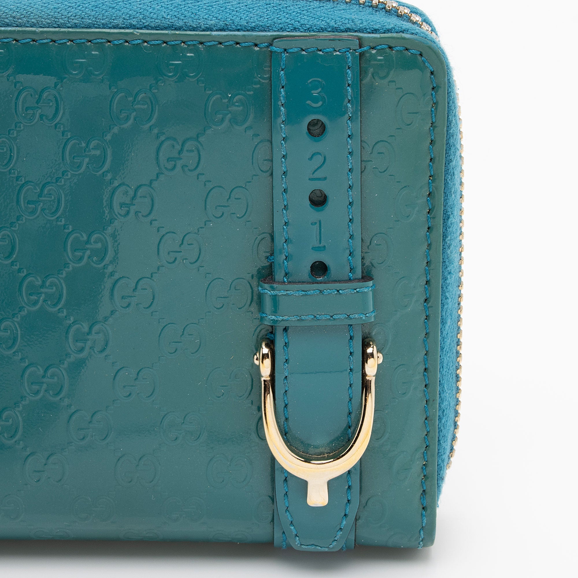 Gucci Patent Microguccissima Leather Nice Zip Around Wallet (SHF-as5XBr)