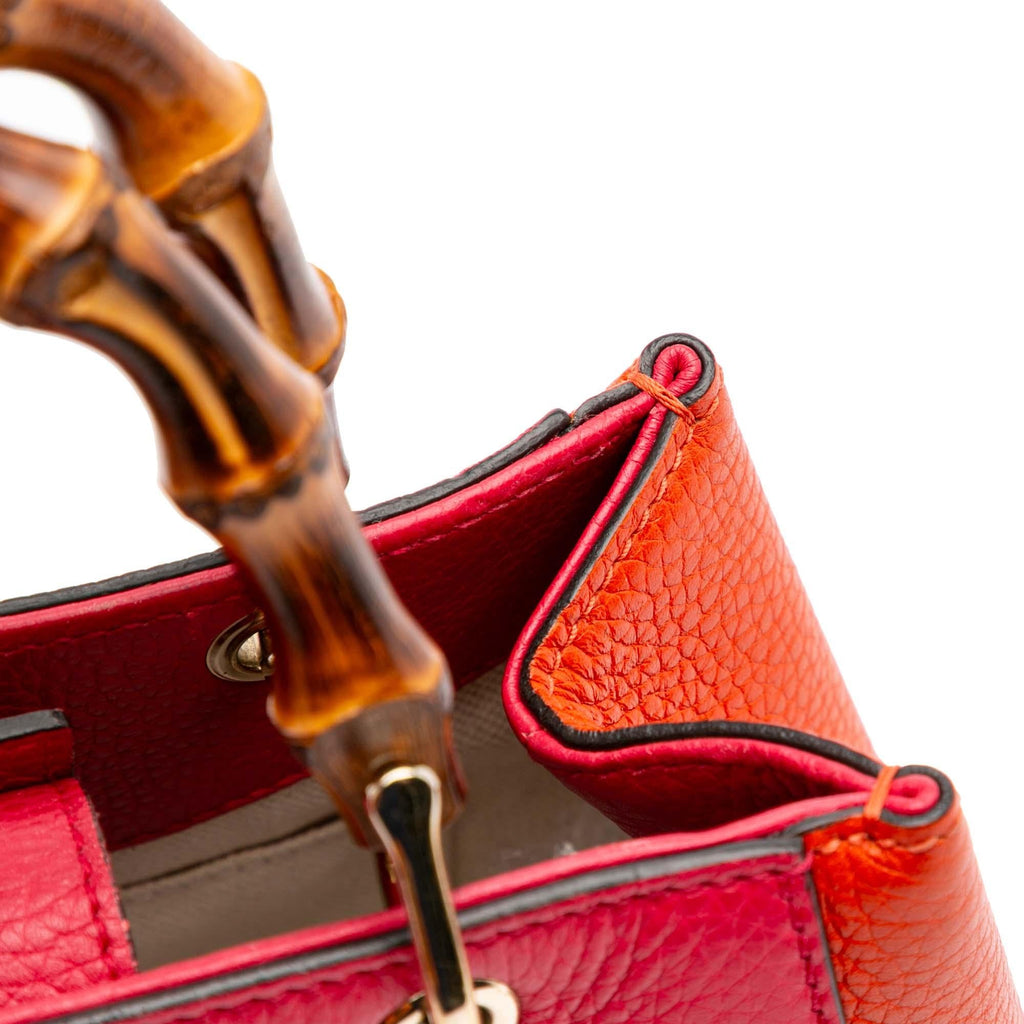 Gucci Mini Bicolor Calfskin Bamboo Shopper Satchel