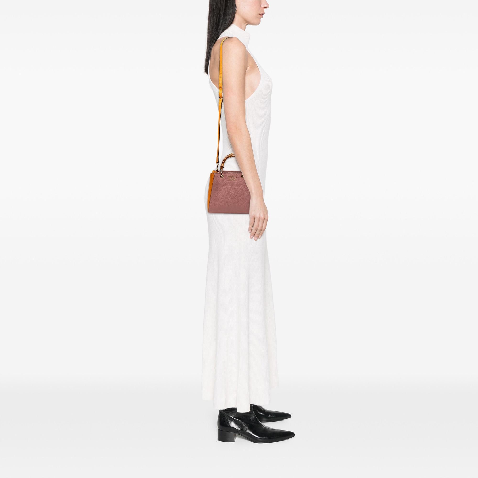 Gucci Mini Bicolor Calfskin Bamboo Shopper Satchel