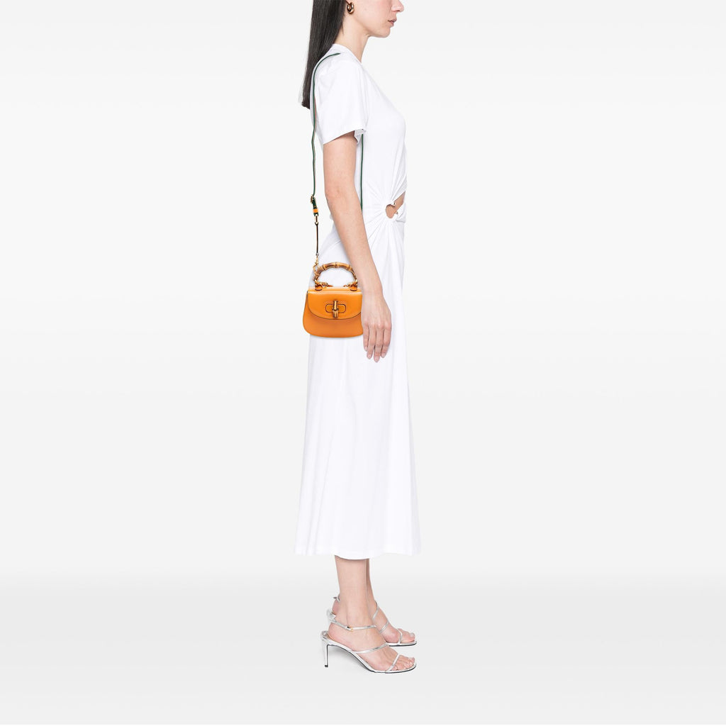 Gucci Mini Calfskin Web 1947 Bamboo Top Handle Bag