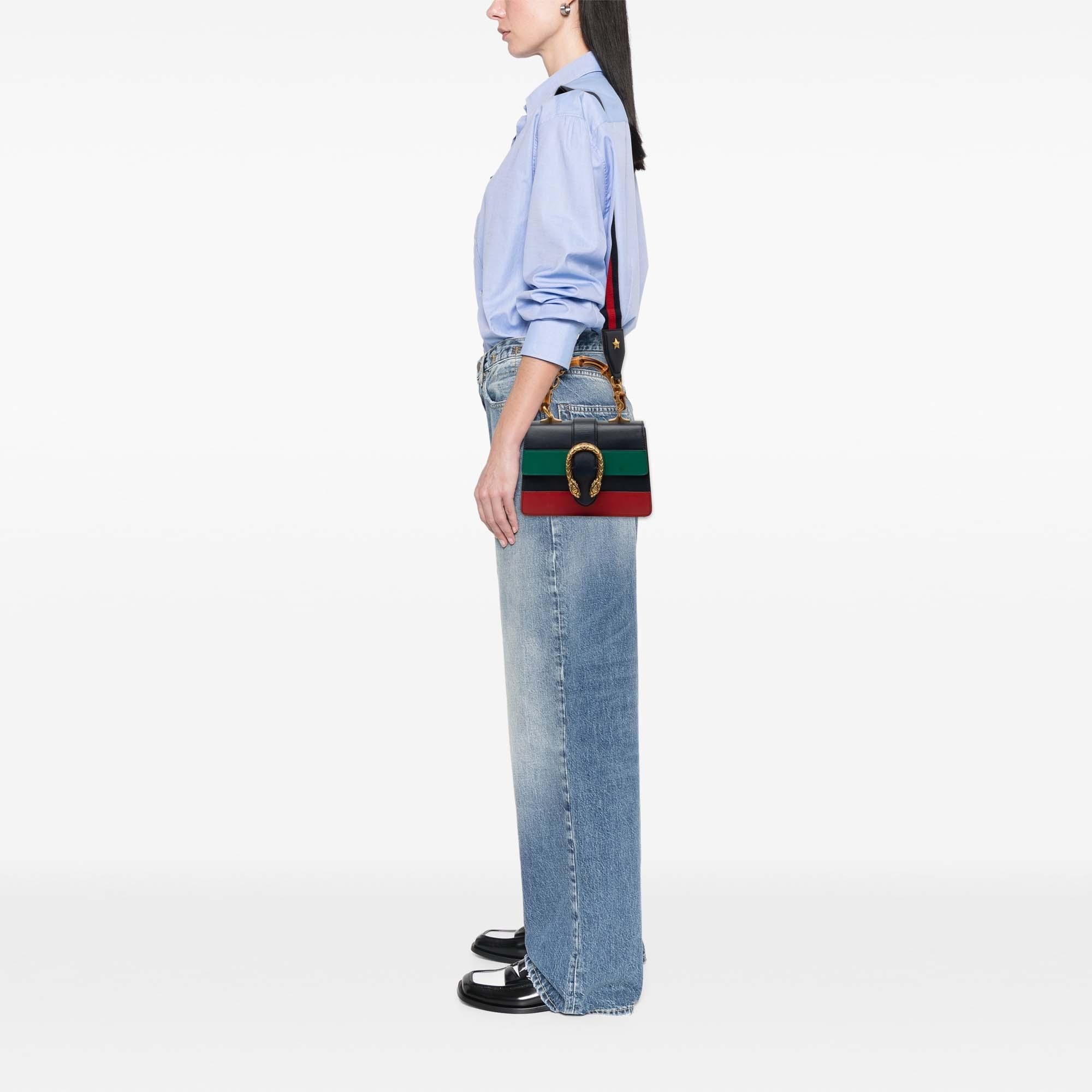 Gucci Mini Calfskin Web Bamboo Dionysus Satchel