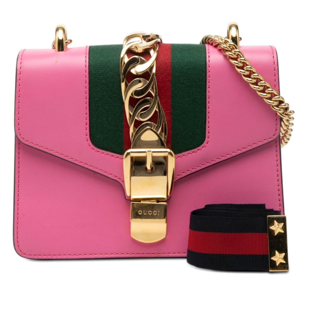 Gucci Mini Calfskin Web Sylvie Chain Crossbody
