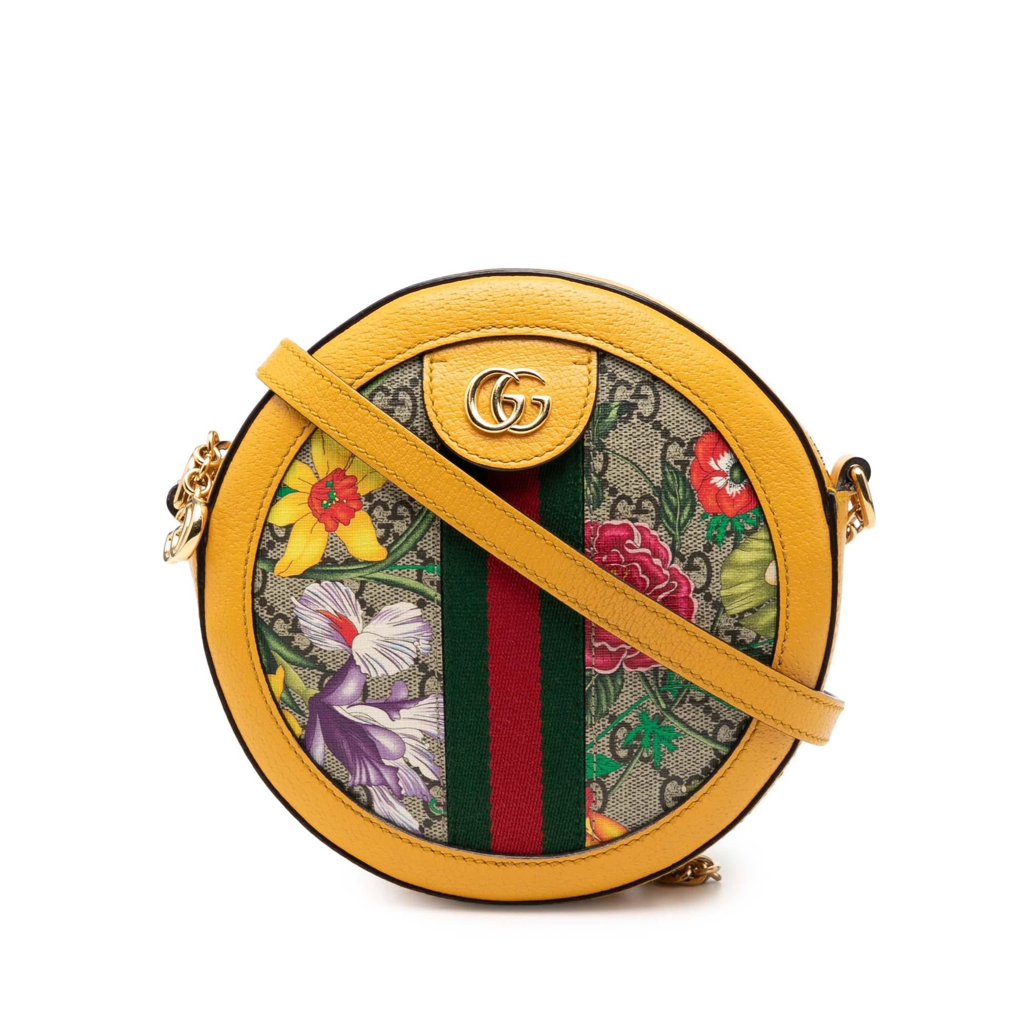 Gucci Mini GG Supreme Flora Ophidia Round Crossbody