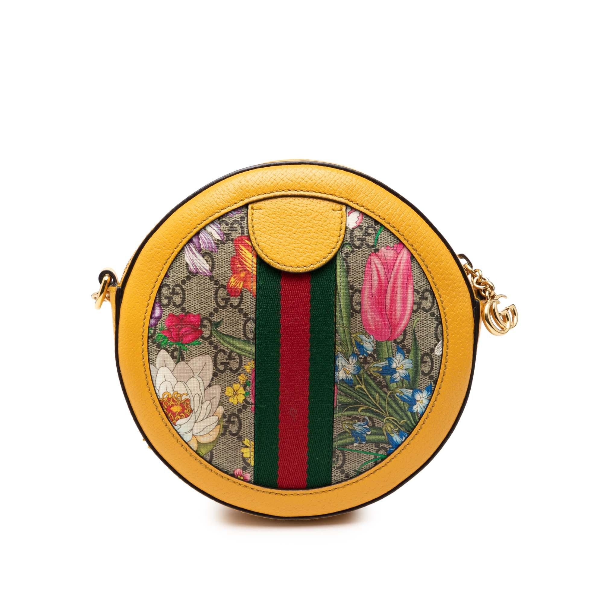 Gucci Mini GG Supreme Flora Ophidia Round Crossbody