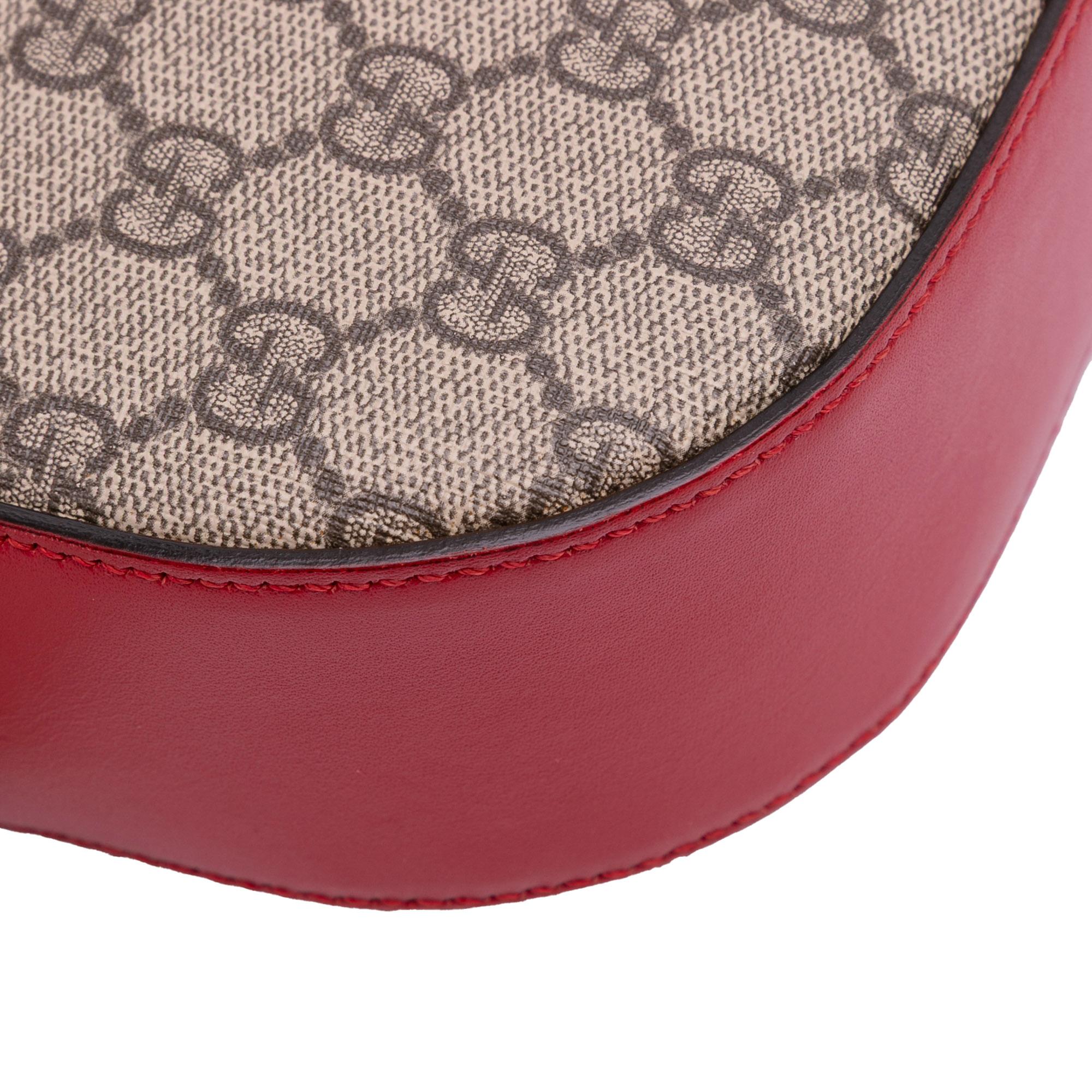 Gucci Mini GG Supreme Kingsnake Heart Embroidered Camera Bag