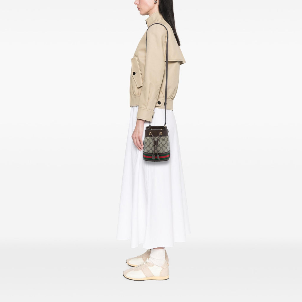 Gucci Mini GG Supreme Web Ophidia Bucket Bag