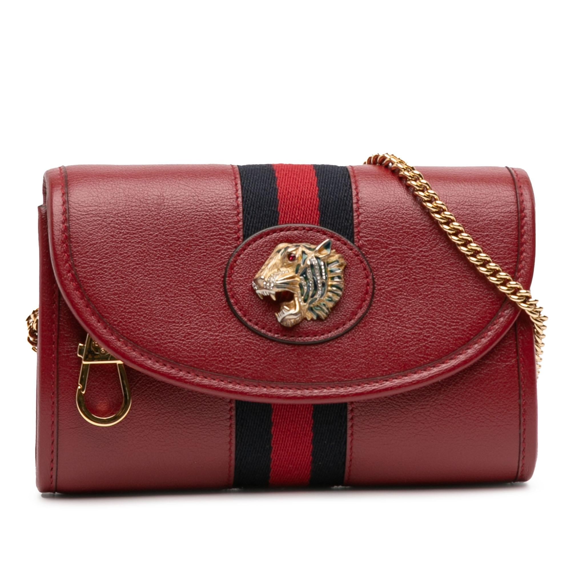 Gucci Mini Leather Rajah Web Chain Crossbody