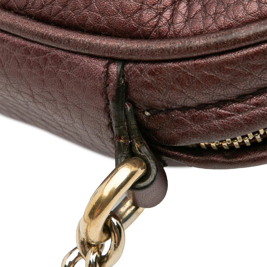 Gucci Mini Metallic Pebbled Calfskin Soho Chain Crossbody