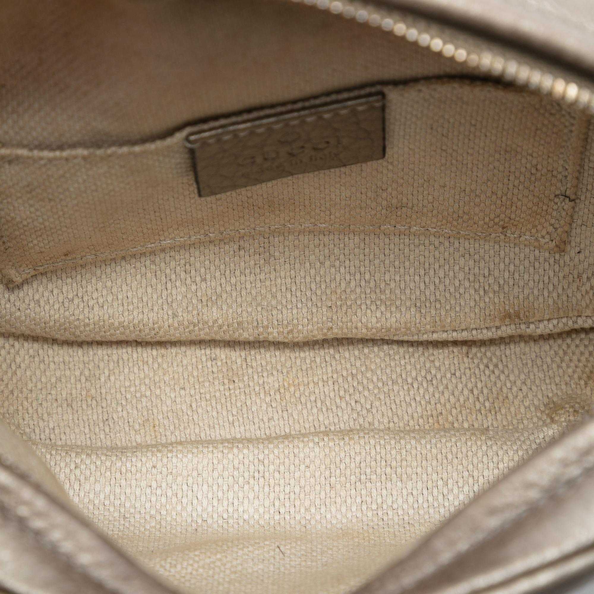 Gucci Mini Metallic Pebbled Calfskin Soho Chain Crossbody