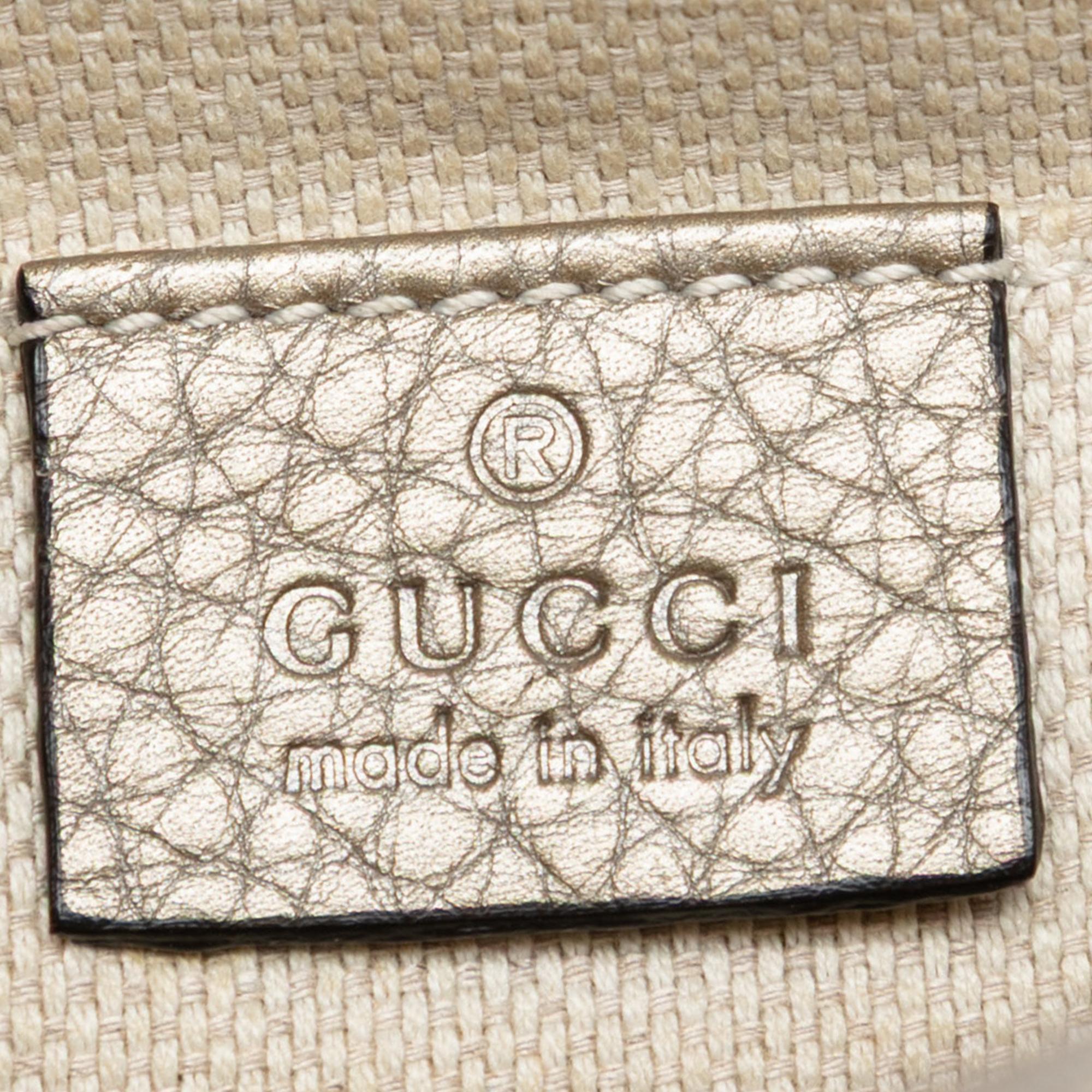 Gucci Mini Metallic Pebbled Calfskin Soho Chain Crossbody