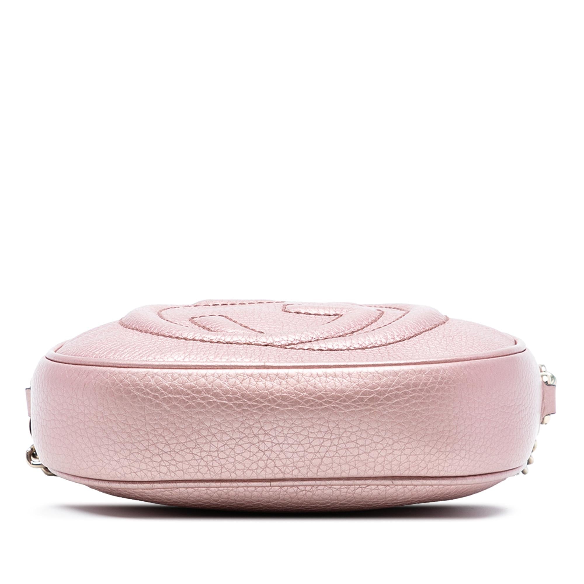 Gucci Mini Metallic Pebbled Calfskin Soho Chain Crossbody