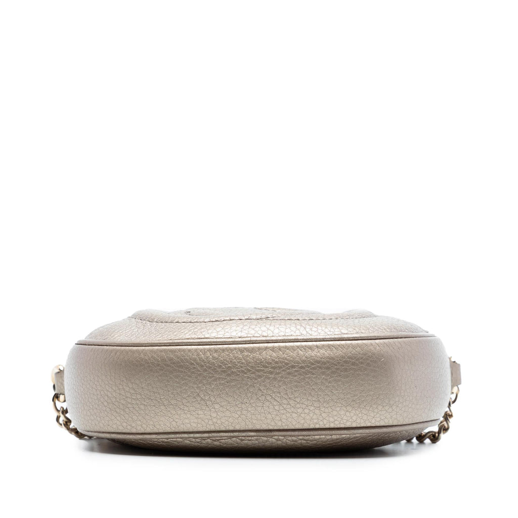 Gucci Mini Metallic Pebbled Calfskin Soho Chain Crossbody