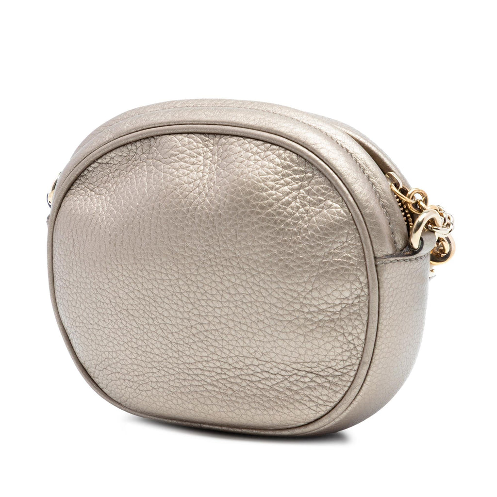 Gucci Mini Metallic Pebbled Calfskin Soho Chain Crossbody