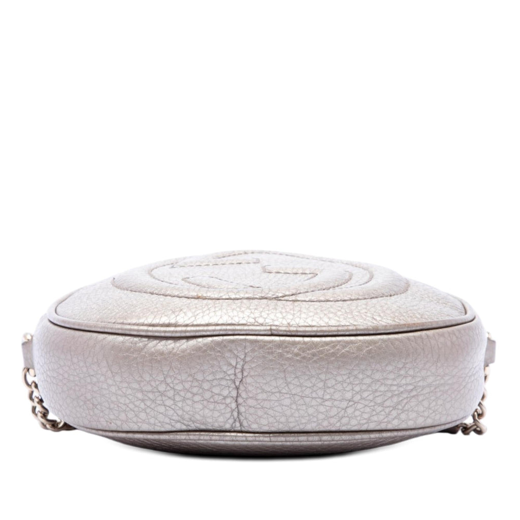Gucci Mini Metallic Pebbled Calfskin Soho Chain Crossbody