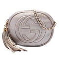 Gucci Mini Metallic Pebbled Calfskin Soho Chain Crossbody