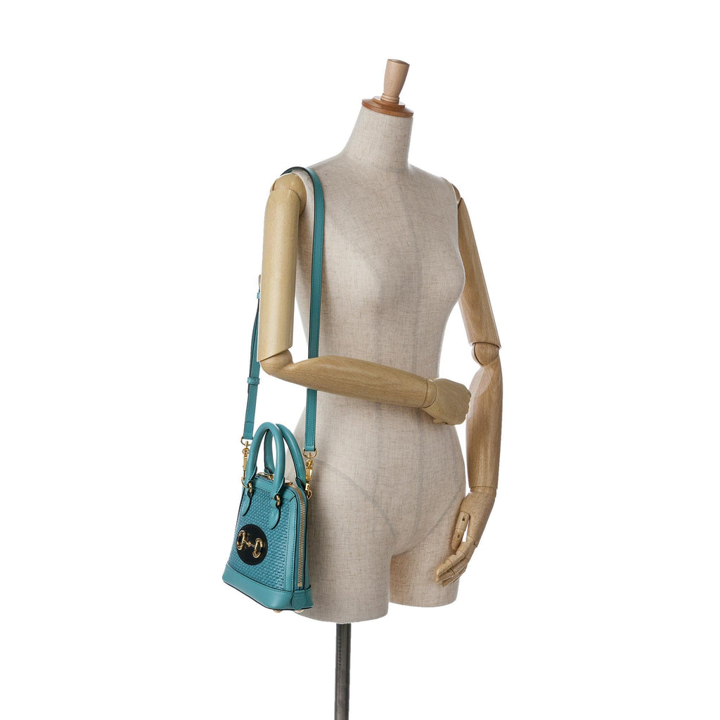 Gucci Mini Raffia Horsebit 1955 Top Handle Bag