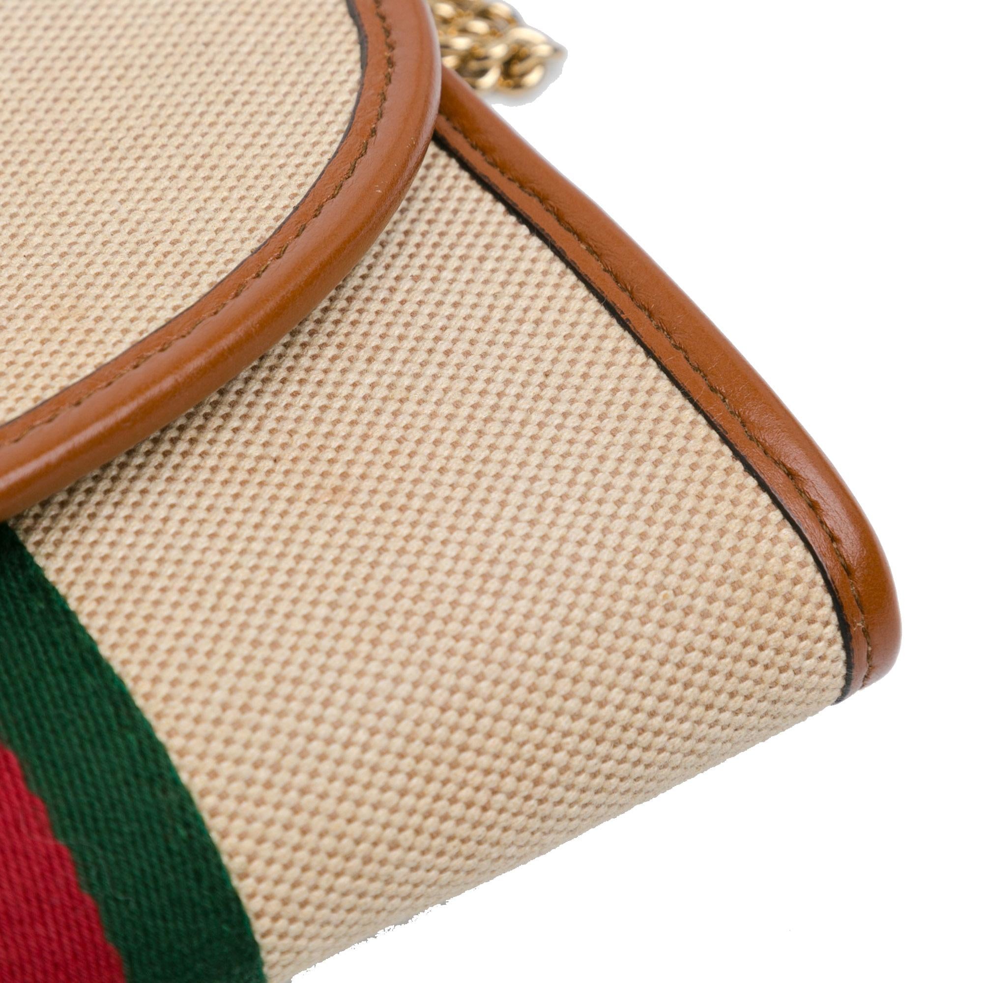 Gucci Mini Rajah Web Chain Canvas Crossbody Bag