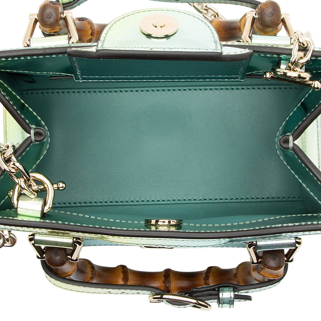 Gucci Mirrored Leather Bamboo Diana Mini Tote