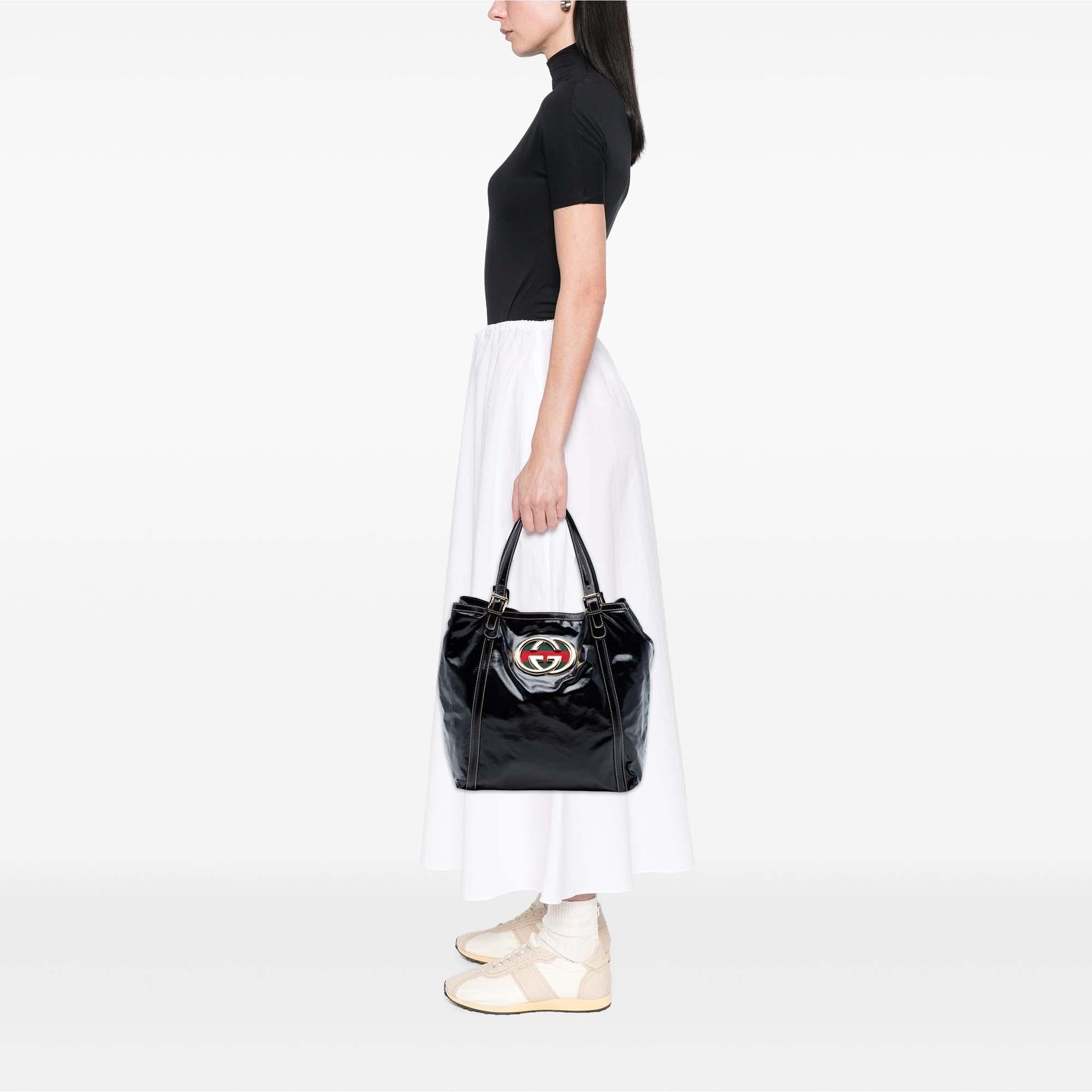 Gucci Patent Dialux Britt Web Tote