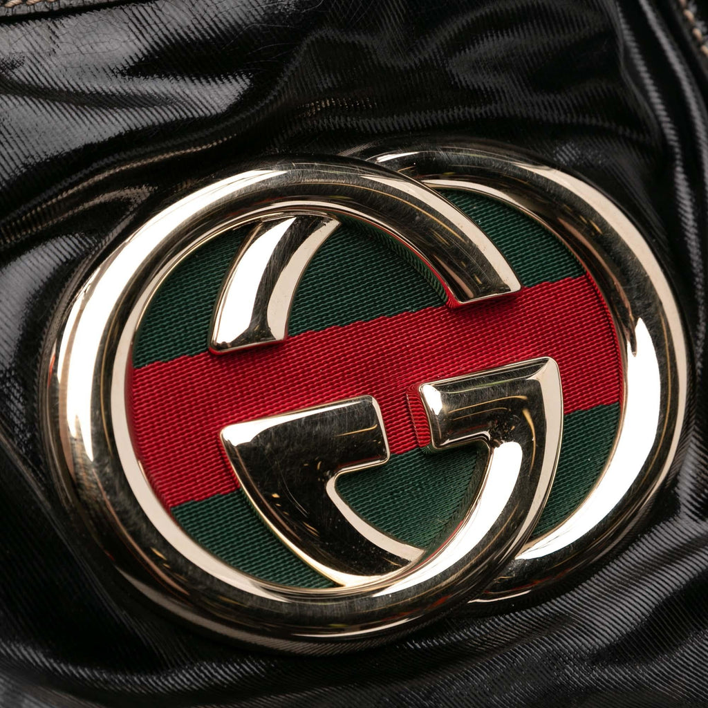 Gucci Patent Dialux Britt Web Tote