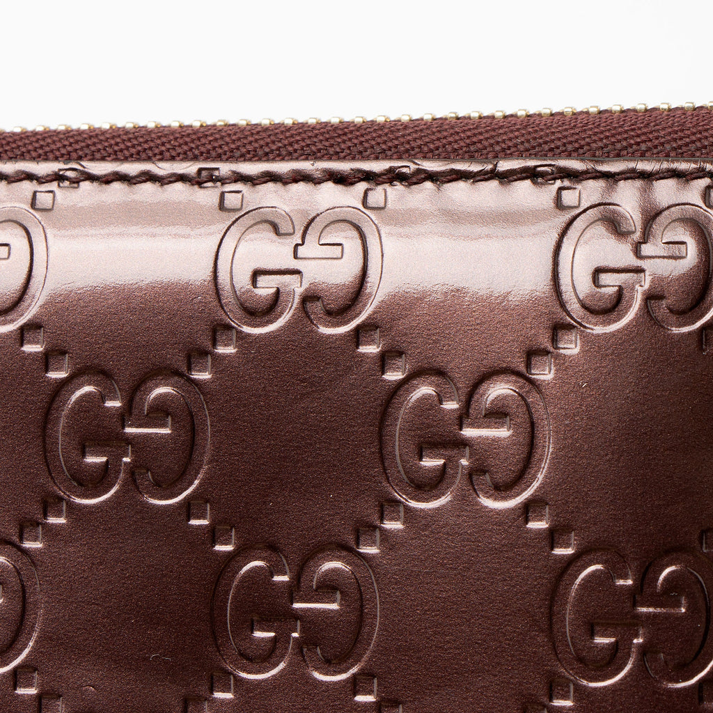 Gucci Patent Leather Guccissima Signature Zip Around Wallet