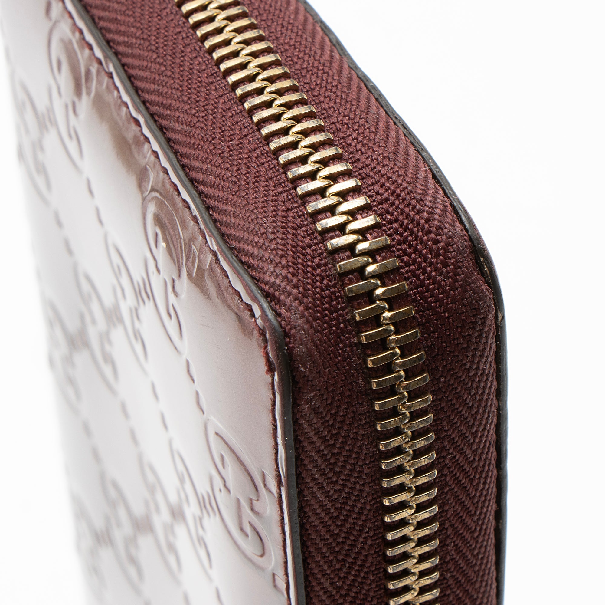 Gucci Patent Leather Guccissima Signature Zip Around Wallet