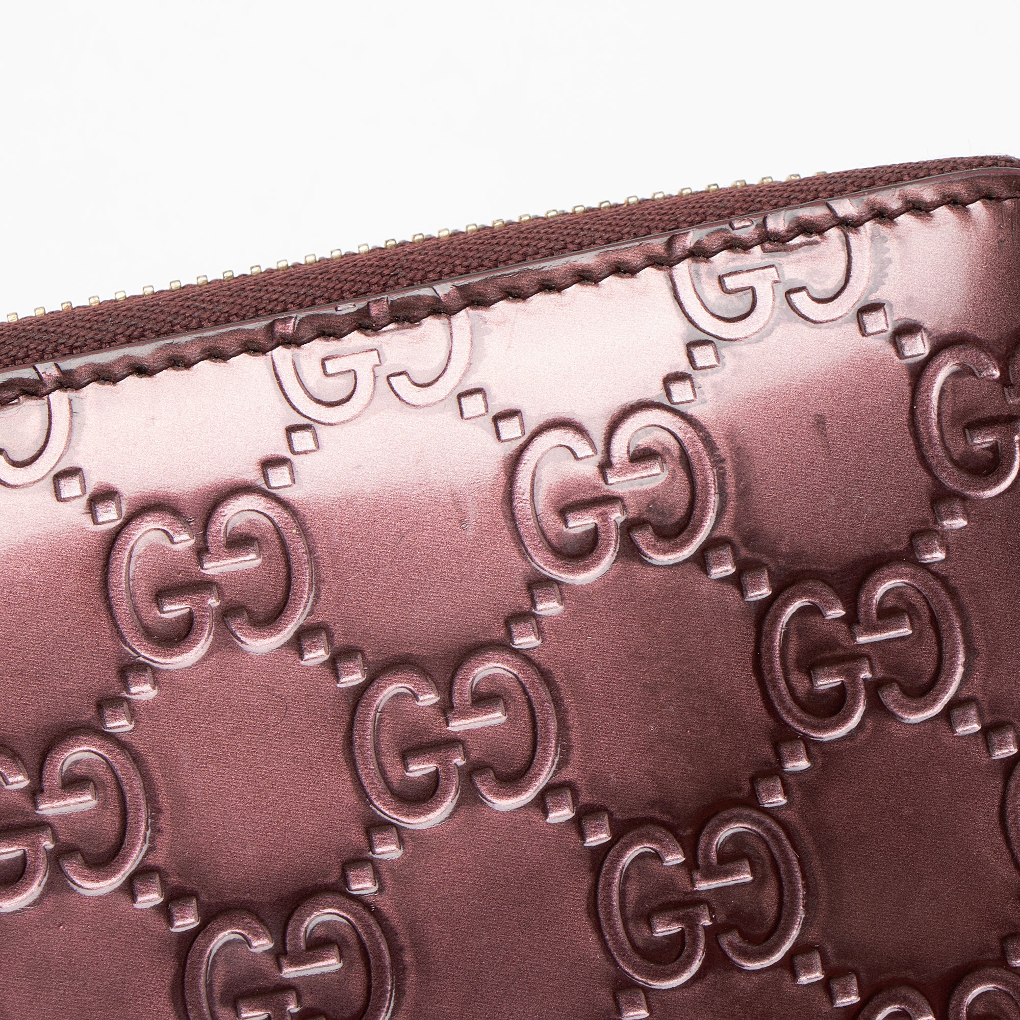 Gucci Patent Leather Guccissima Signature Zip Around Wallet