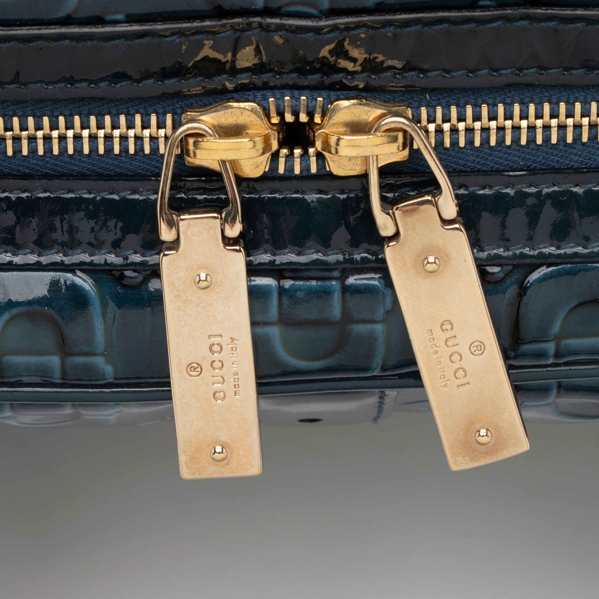 Gucci Embossed Horsebit Patent Leather Satchel