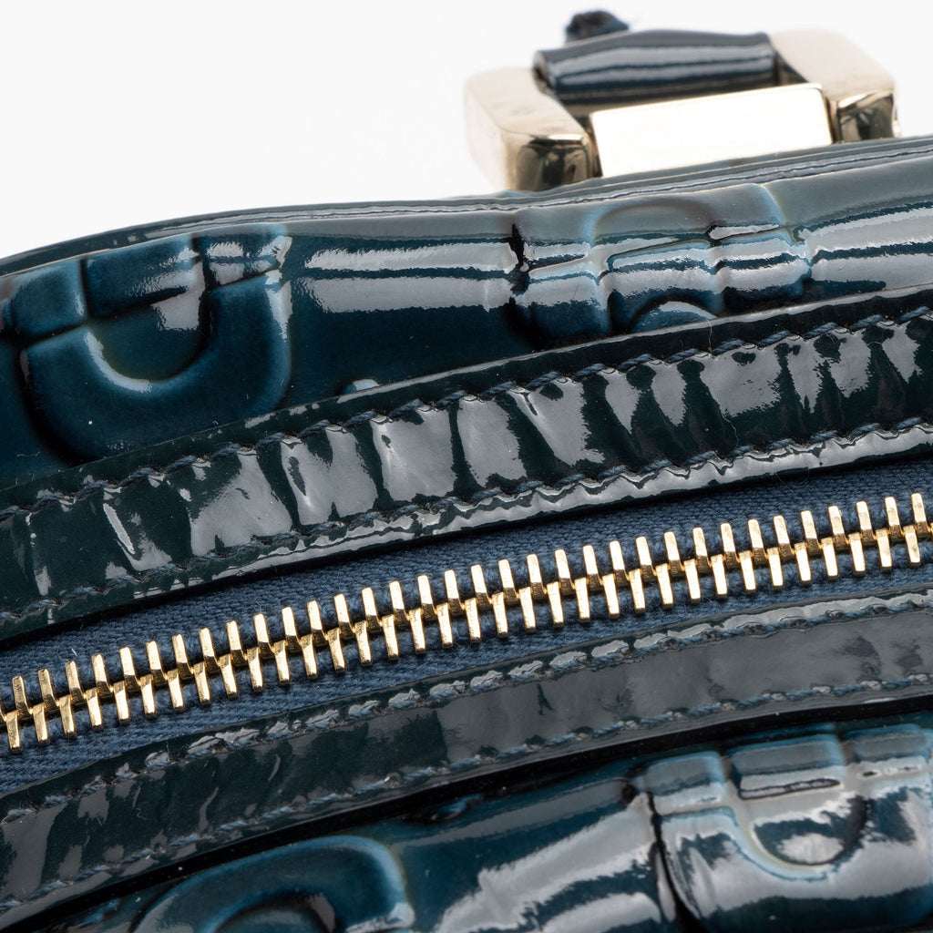 Gucci Embossed Horsebit Patent Leather Satchel