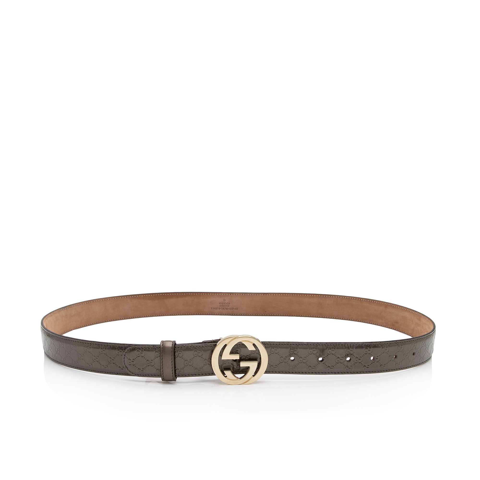 Gucci Patent Leather Microguccissima Interlocking G Narrow Belt - Size 40 / 100 (SHF-UcAdV9)