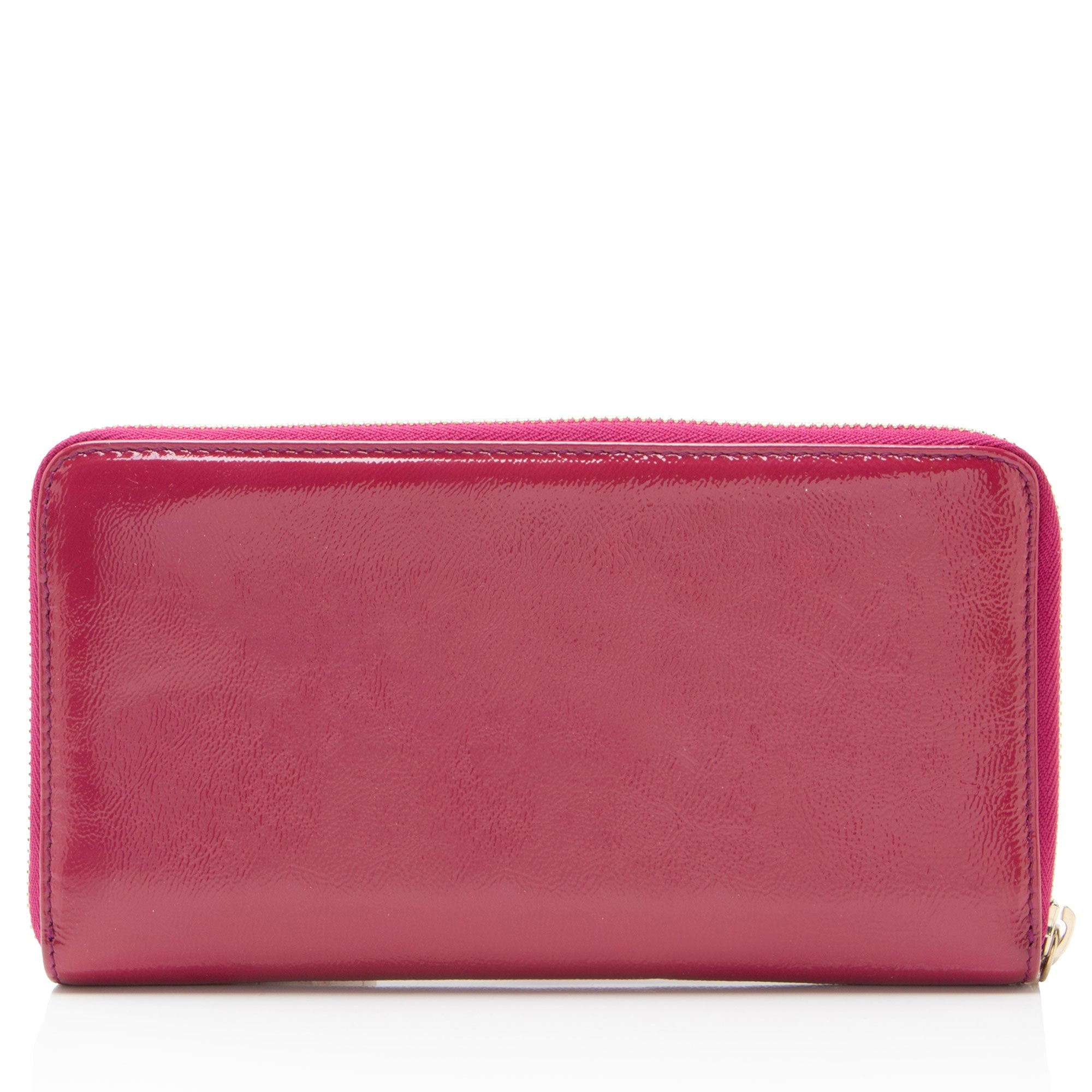 Gucci Patent Leather Soho Travel Zip Around Wallet