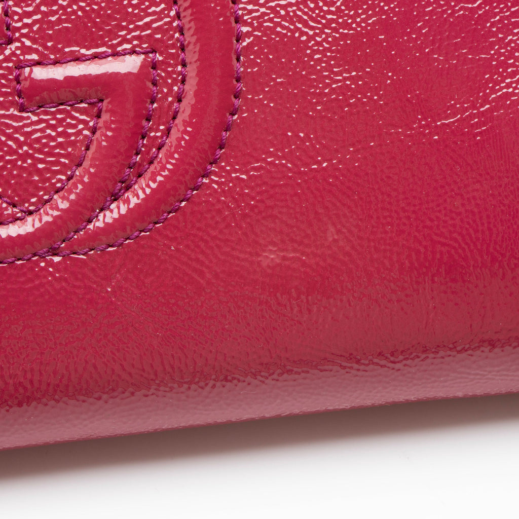 Gucci Patent Leather Soho Travel Zip Around Wallet