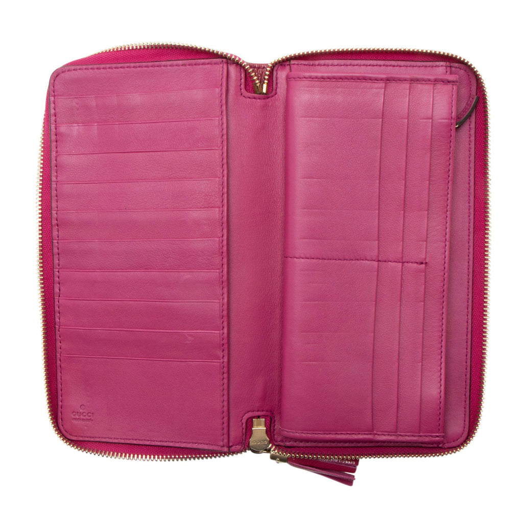 Gucci Patent Leather Soho Travel Zip Around Wallet