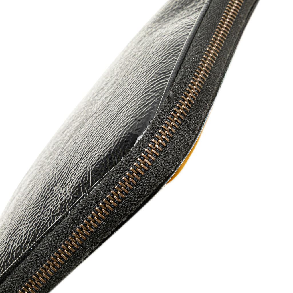 Gucci Patent and Rubber Game Patch Logo Wristlet Bag